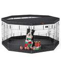 8 Panel Metal Dog Playpen with Grey Pad and Top Cover B223