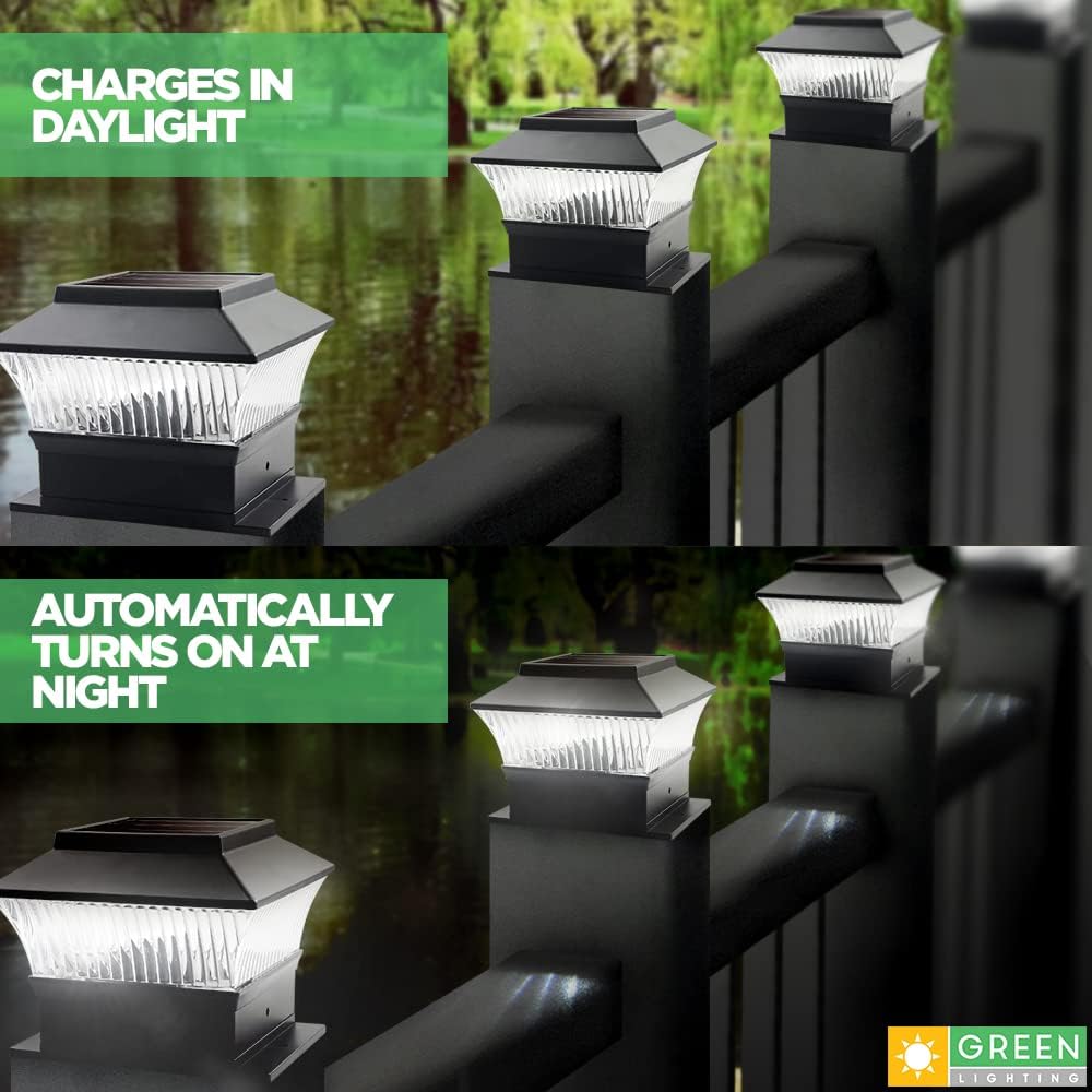 12 Pack Black Solar Powered LED Post Cap Light B15902