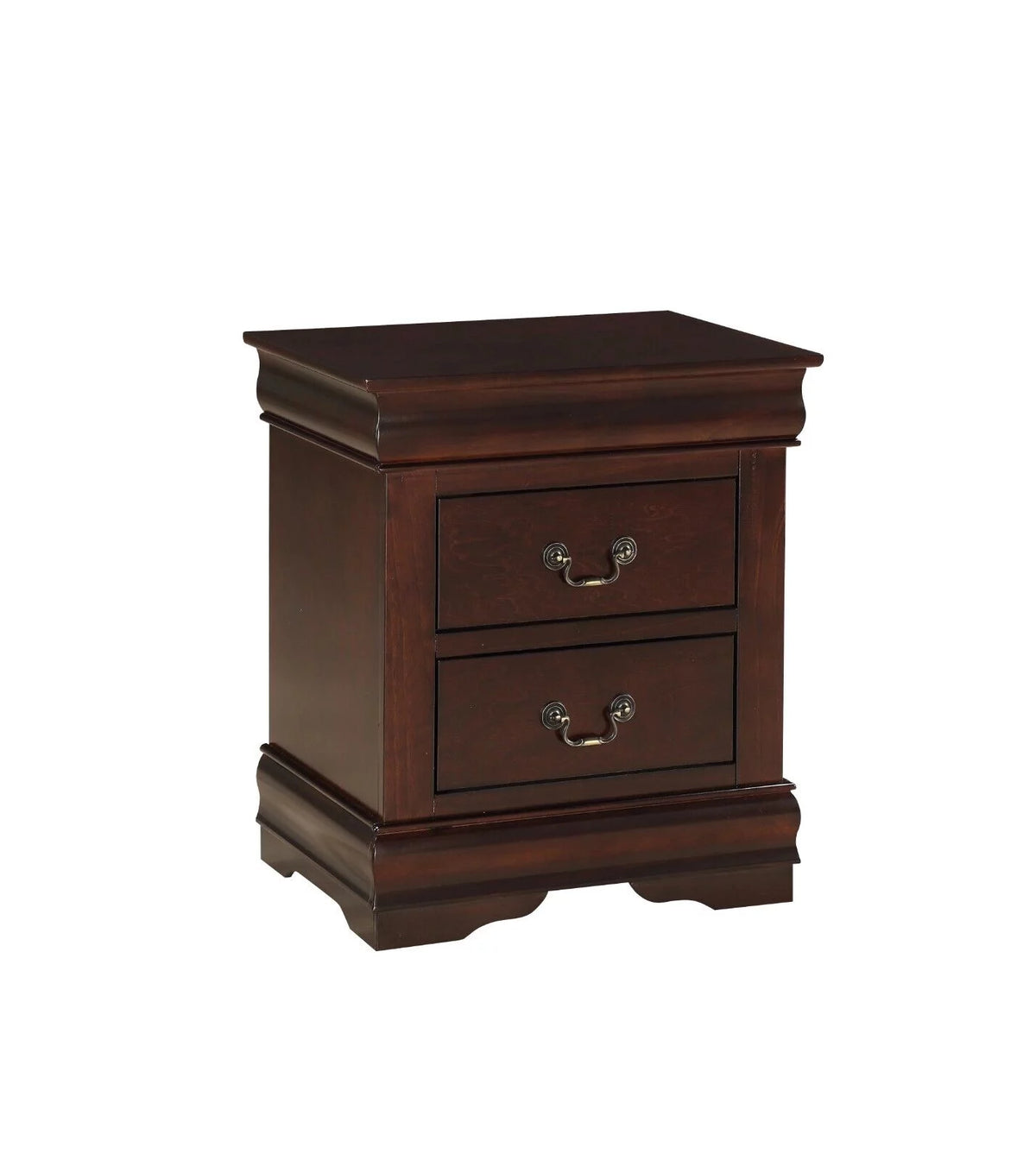 Twin Size Panel Bed and 2 Nightstands Cherry Brown Wooden Bedroom Set N3064