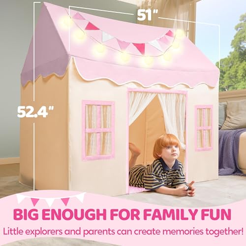 Play Tent with Blanket, LED Lights & Flags, 51*35*52 Inch Z66212