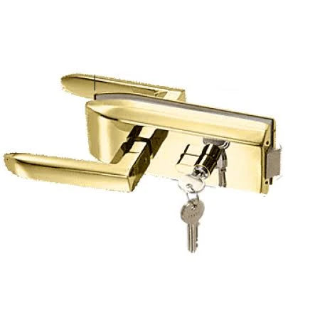 Brass Glass Mounted Latch with Lock and Thumbturn T559459