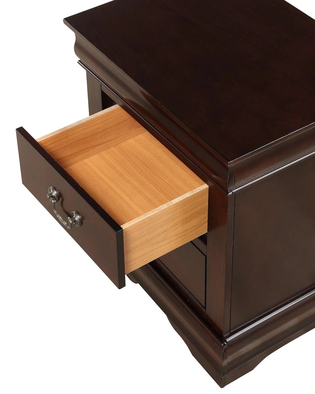 Twin Size Panel Bed and 2 Nightstands Cherry Brown Wooden Bedroom Set N3064