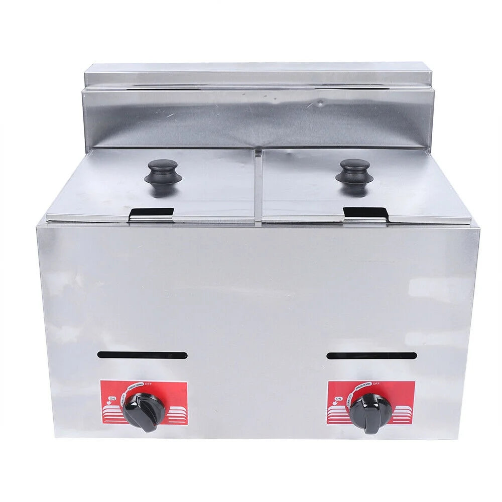 12L Stainless Steel Commercial Gas Fryer with 2 Baskets C7534