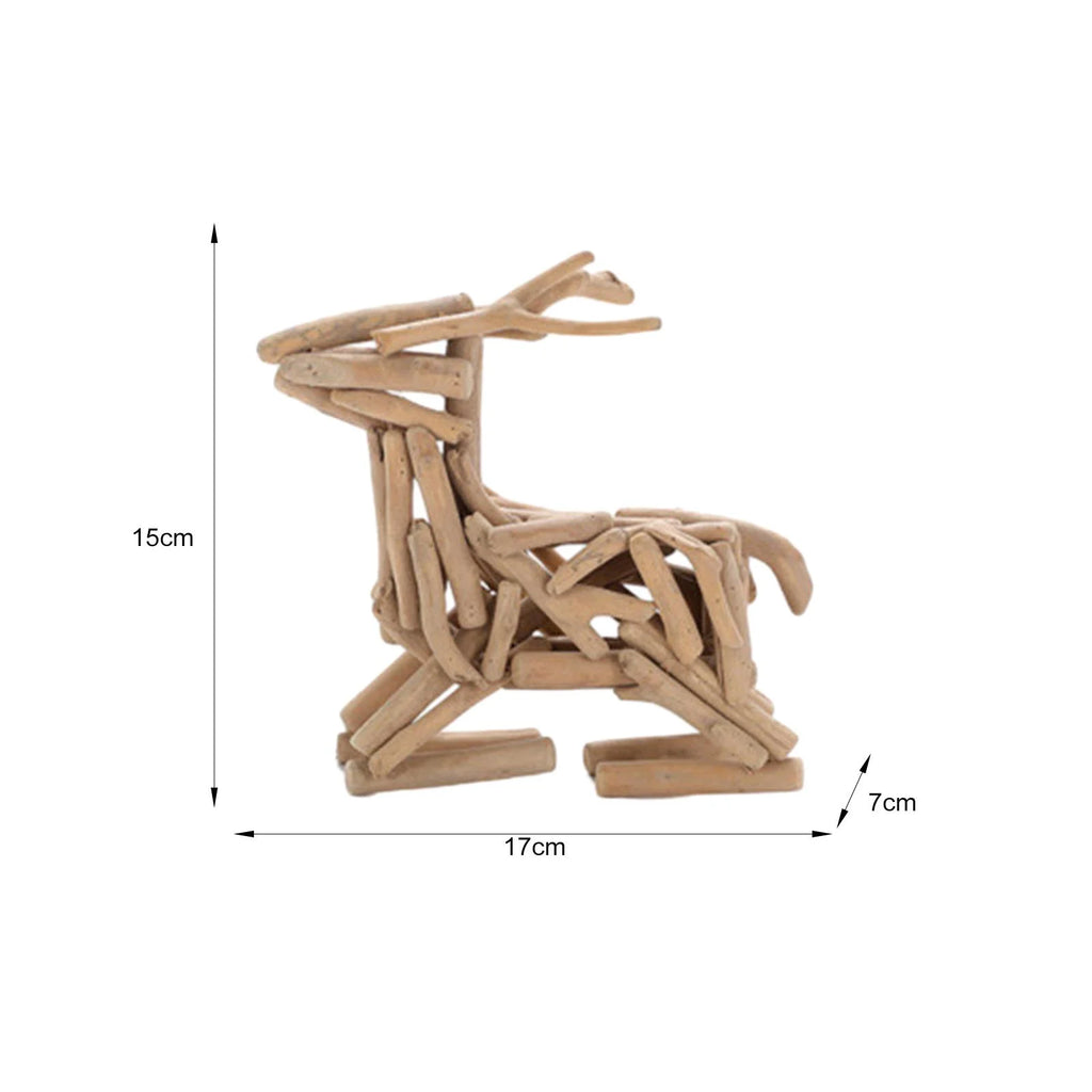 Lying Deer Wood Figurine Sculpture Y72541