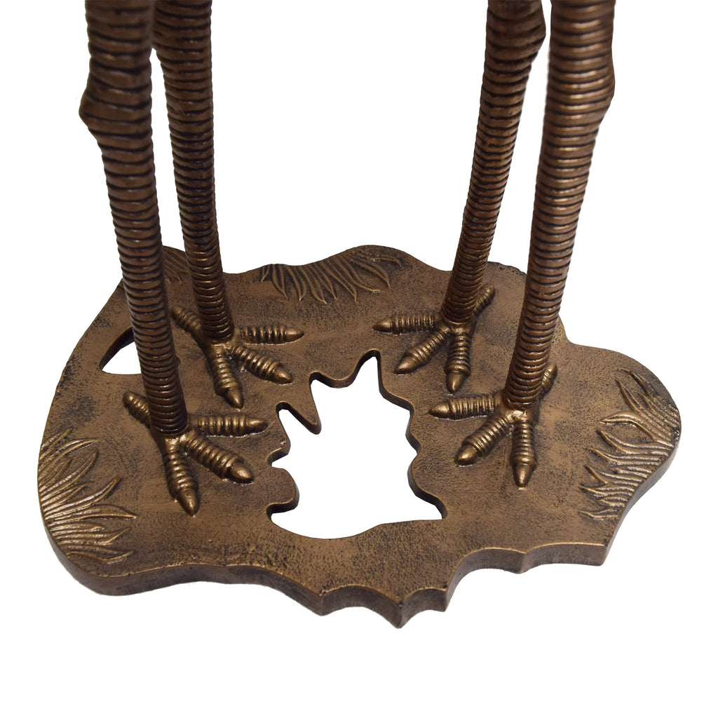 Cast Aluminum 30-in Twin Crane Bird Bath with Leaf Bowl G503
