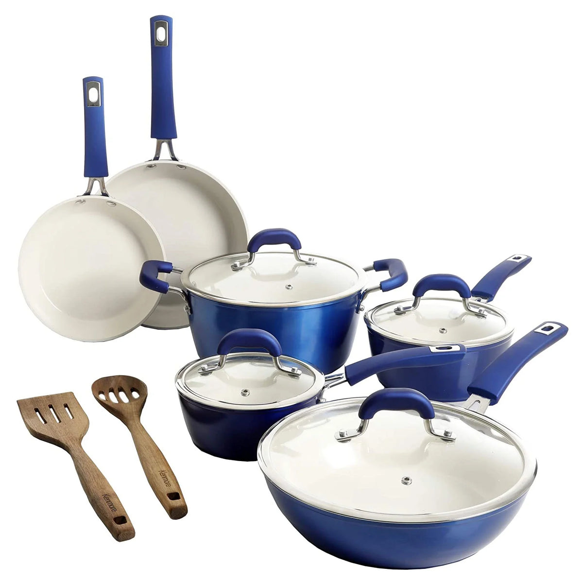 12 Piece Nonstick Ceramic Cookware Set, Blue R935756