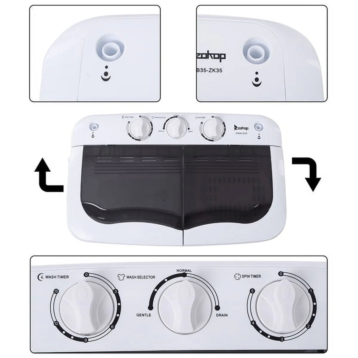 Portable 14.3lbs Washing Machine with Drain Pump P9632
