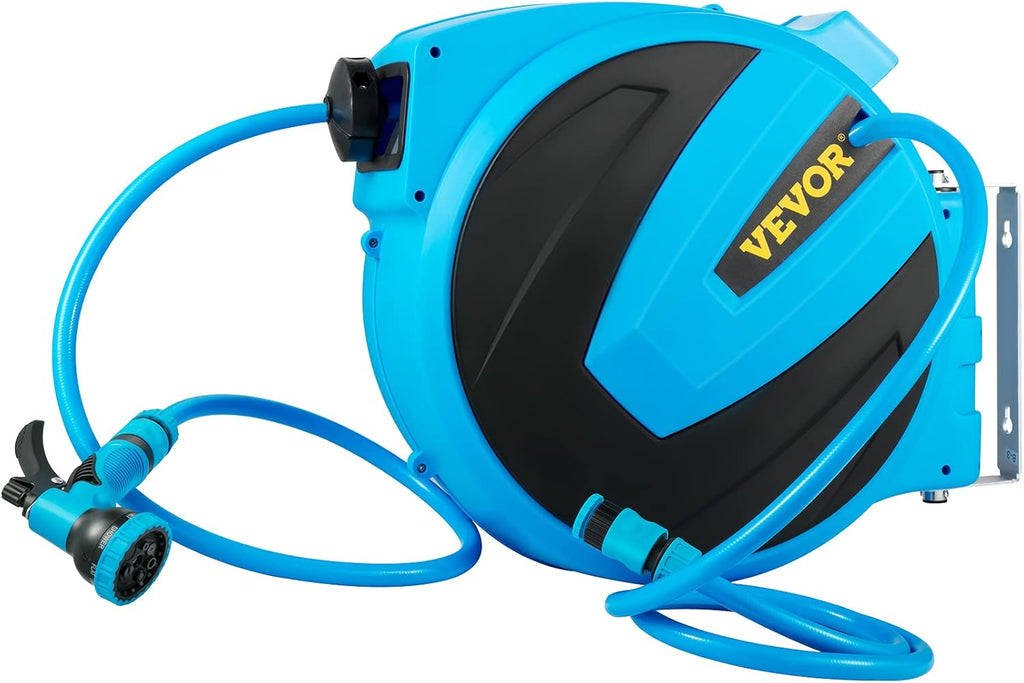 Retractable Wall Mounted Garden Hose Reel, 5/8 inch x 65 ft, Blue, Pack of 2 J2816