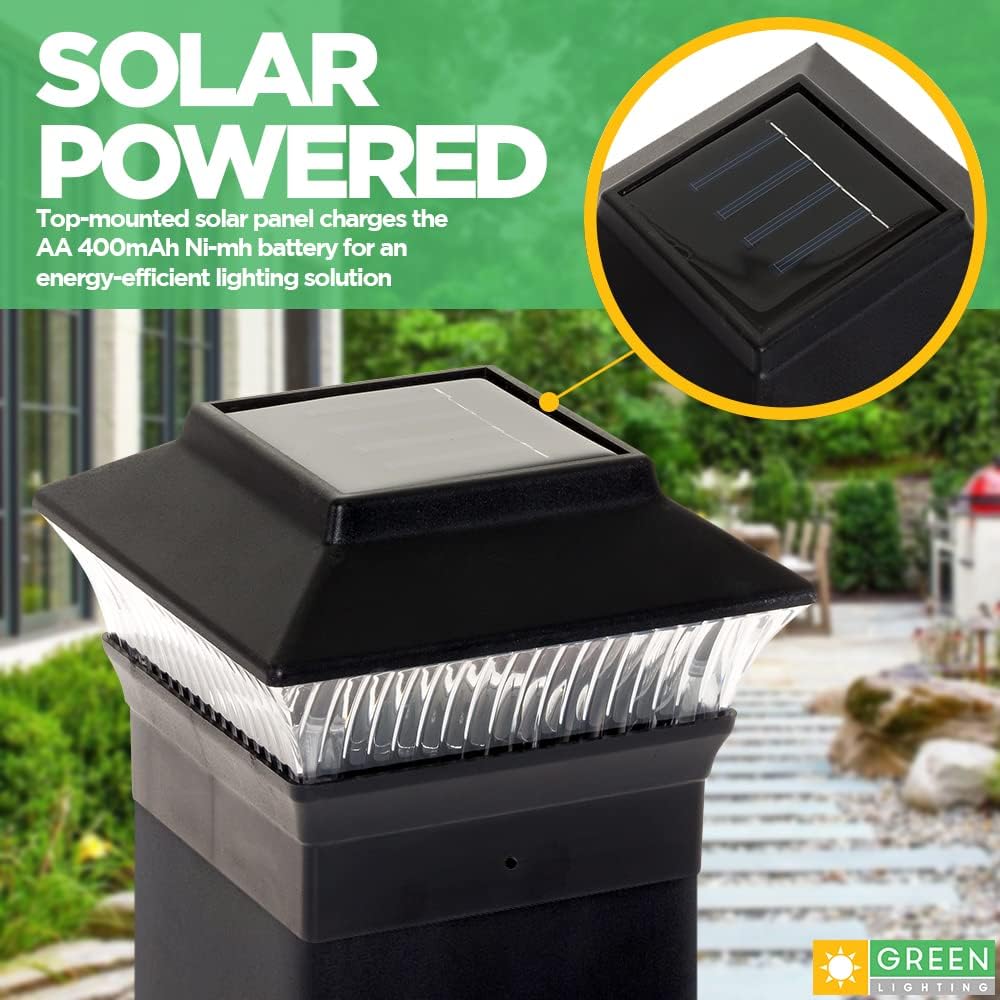 12 Pack Black Solar Powered LED Post Cap Light B15902
