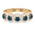 14K Yellow Gold Half Eternity Ring with London Blue Topaz and Diamond E80178