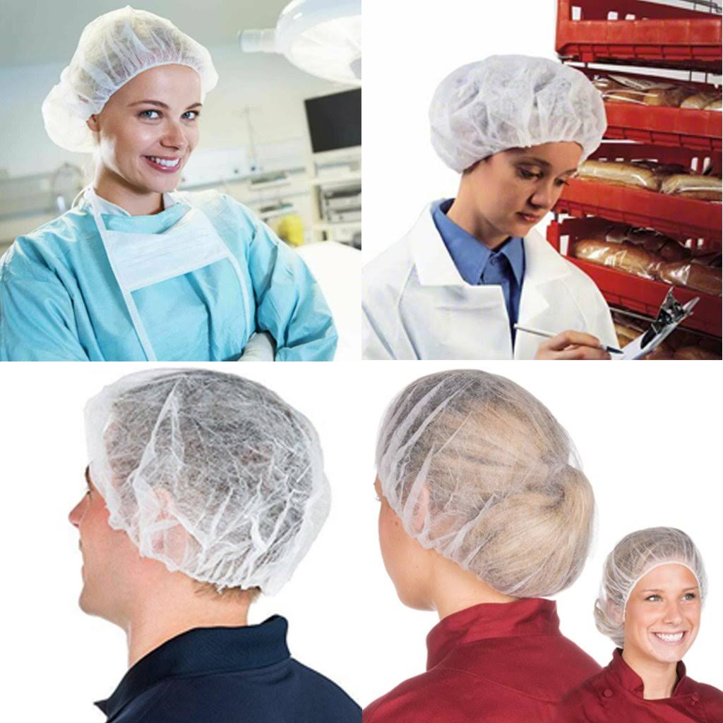 White Bouffant Cap Hair Net 24 inch 100 Pcs U4292