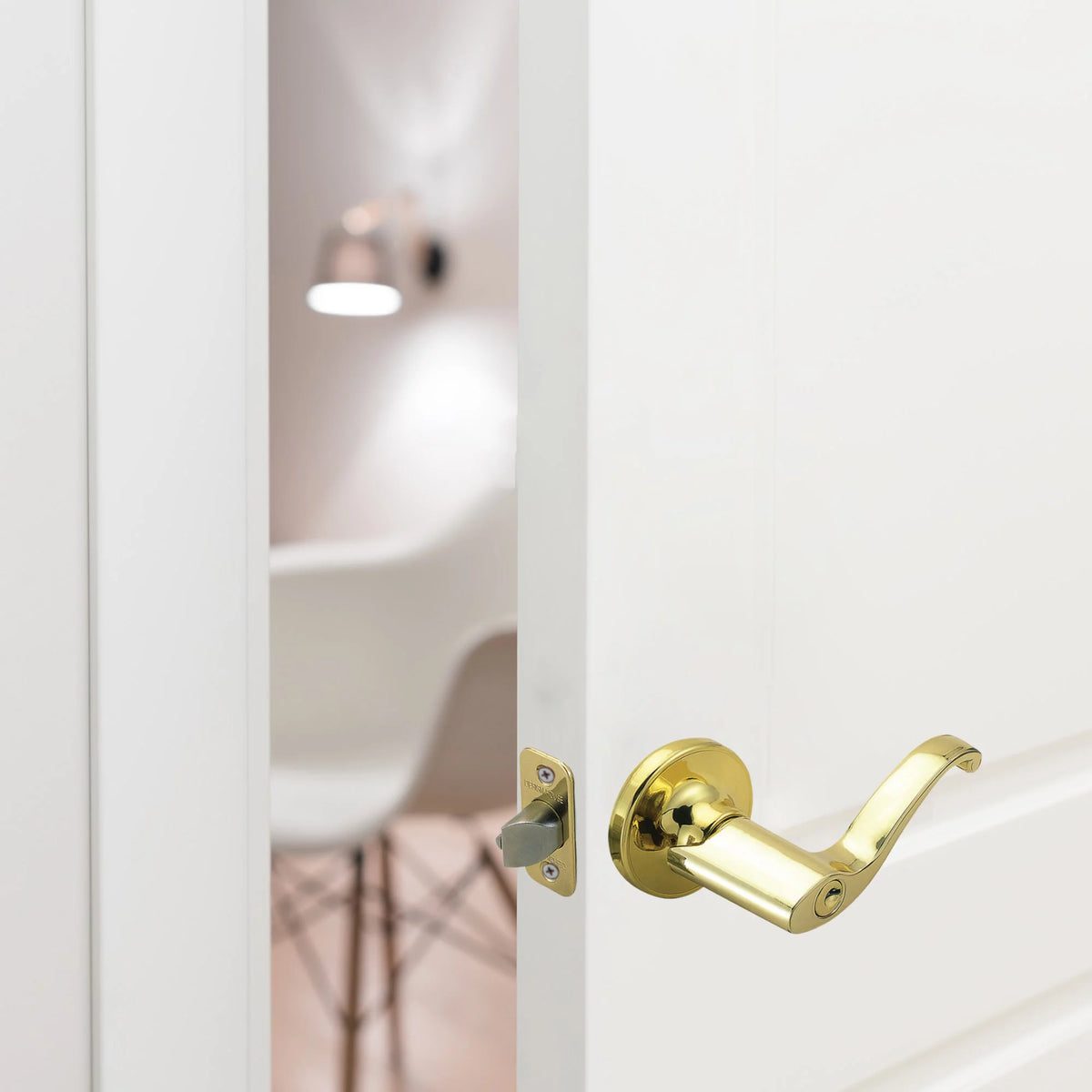 Entry Door Lever Adjustable Backset Polished Brass U64249