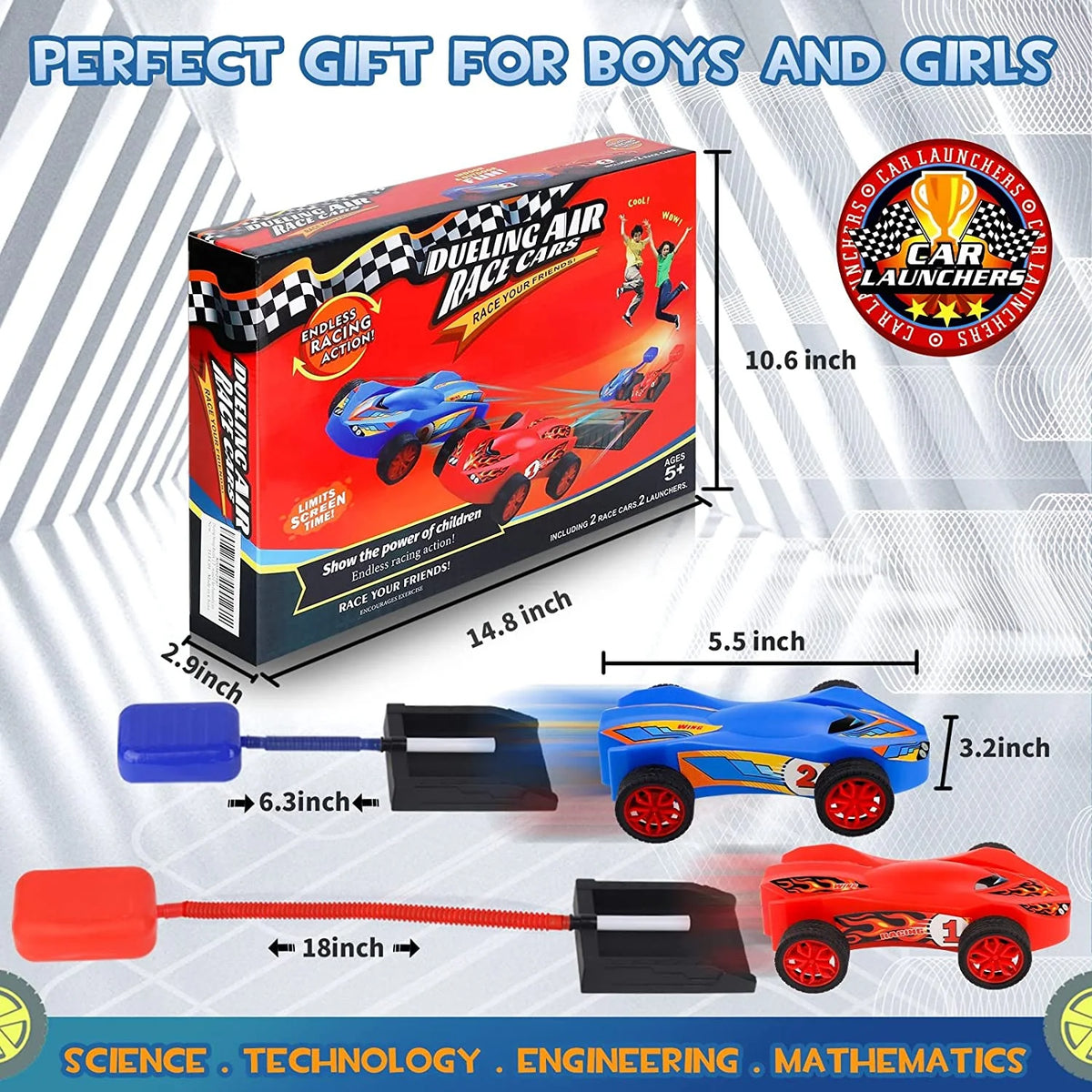 Air Powered Toy Car Launchers with Ramp and Finish Line V6115