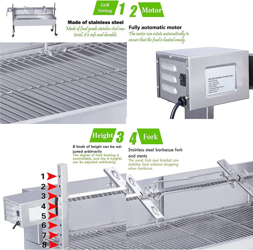 Stainless Steel Electric Rotating Grill E22930