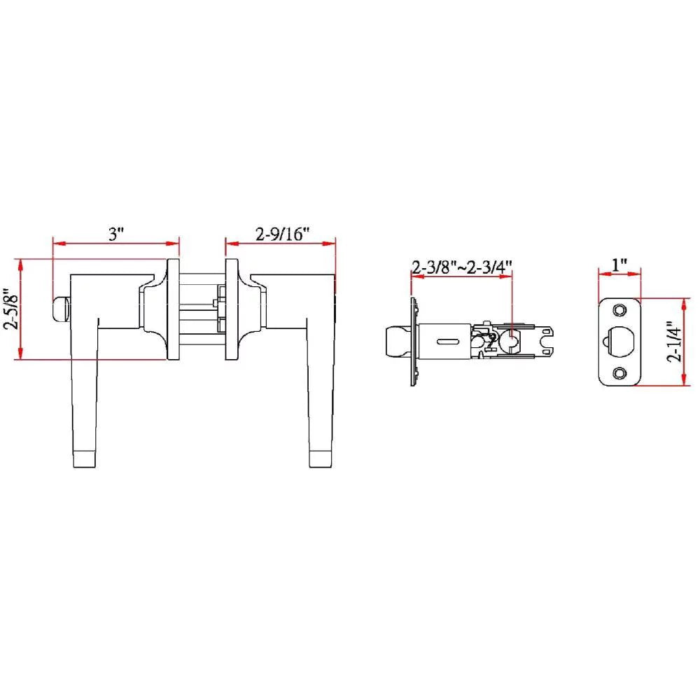 Entry Door Lever Adjustable Backset Polished Brass U64249