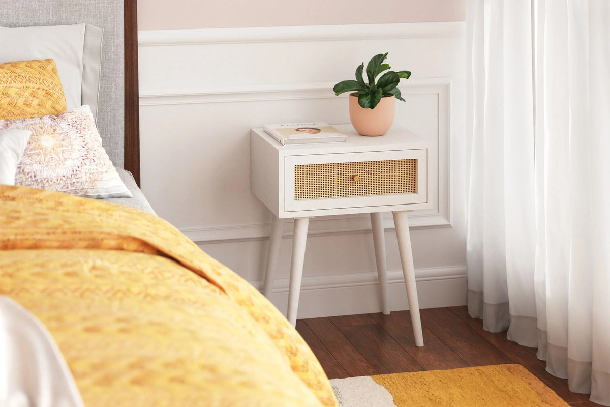 White 1-Drawer Nightstand Z339