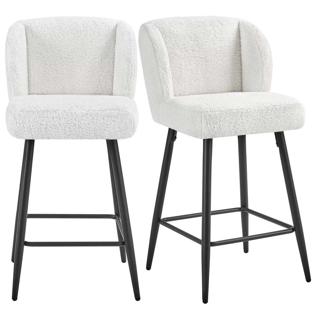 White Upholstered Bar Stools Set of 2 H3285