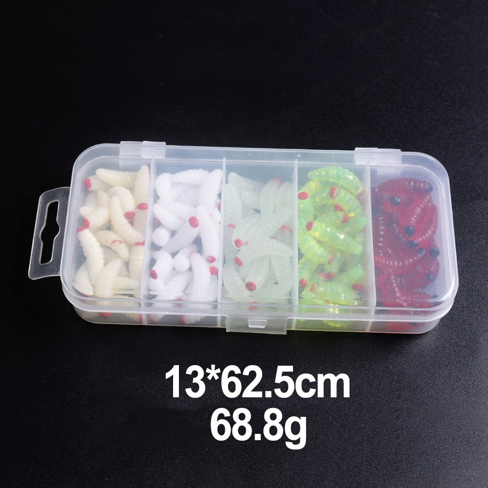 100pcs Boxed Fishing Soft Bait Artificial Maggots D773777