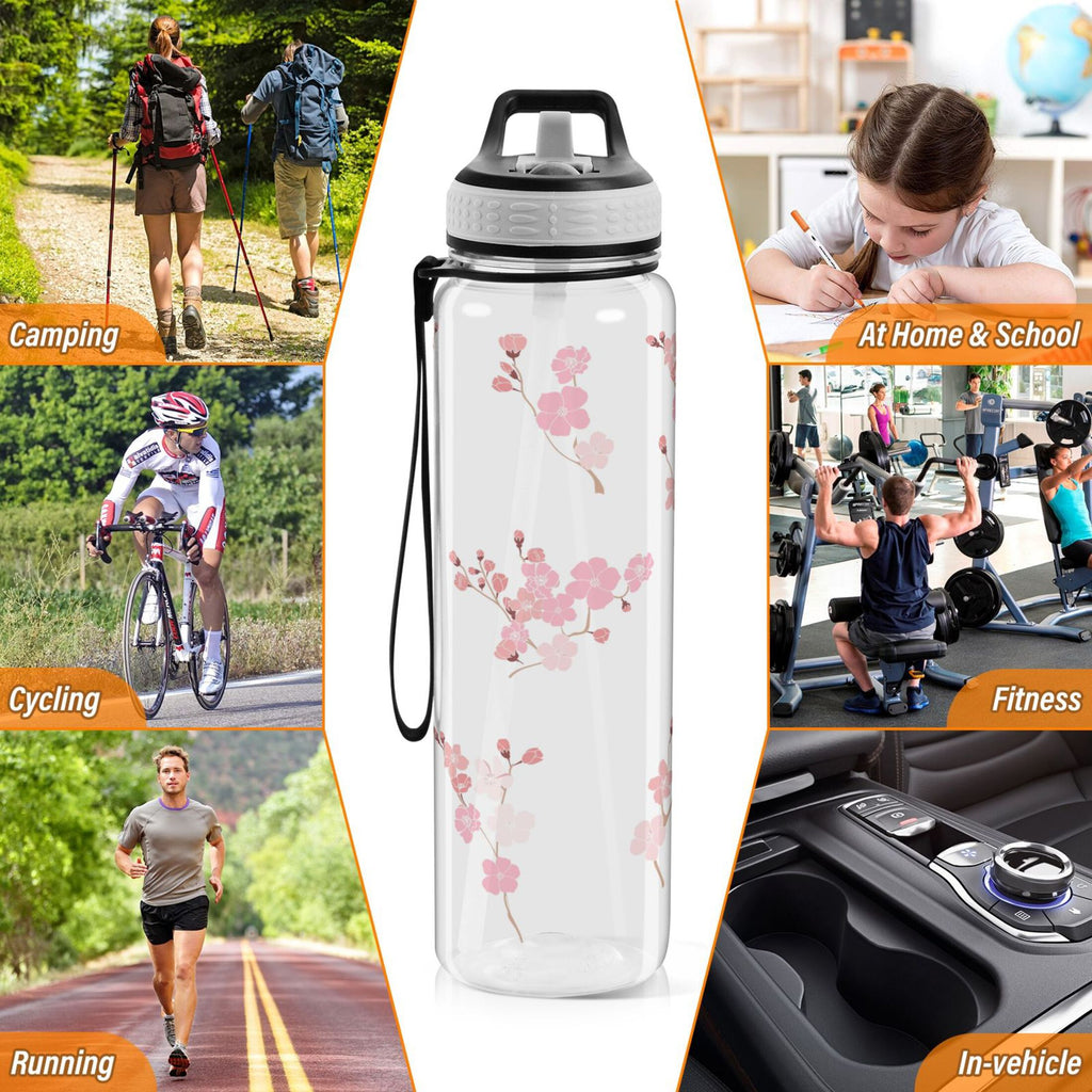 Pink Flowers Cherry Floral Branch 32oz Tritan Leakproof Sports Bottle F246