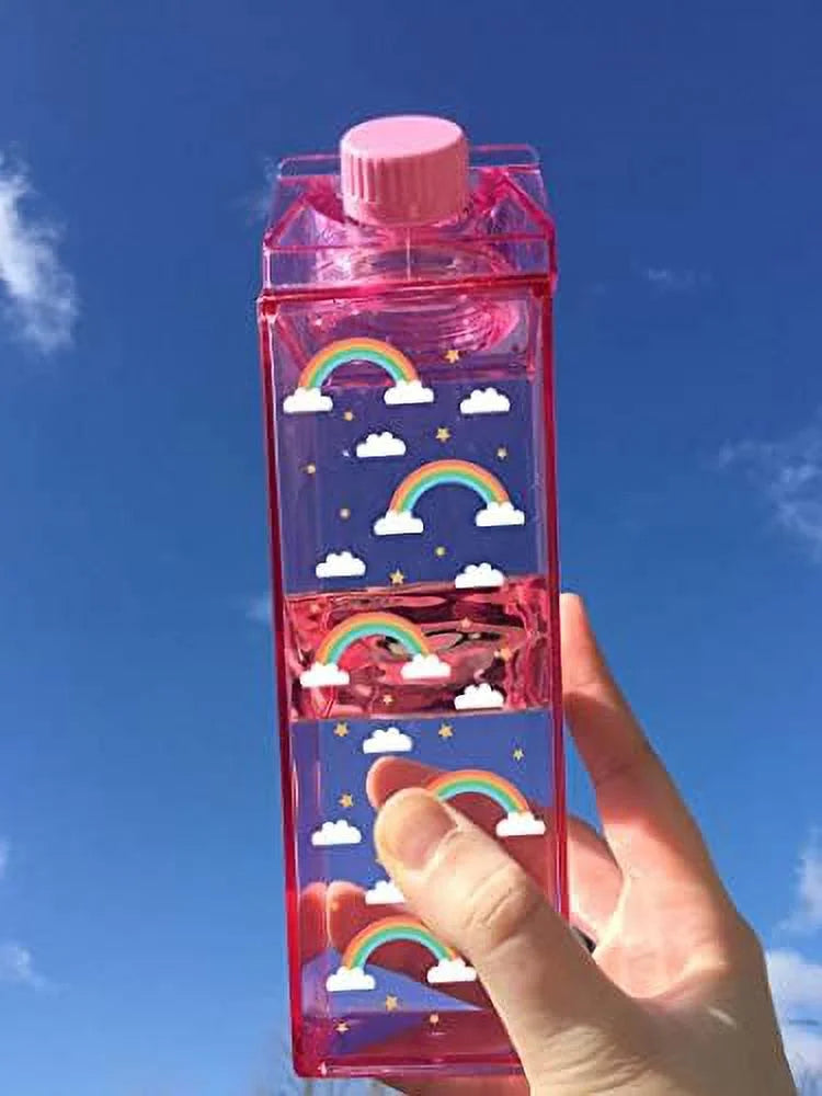 Rainbow Pattern Milk Carton Water Bottle 500ml 16.9oz U6279