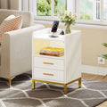 White Night Stand with 2 Drawers and Charging Station Q4457