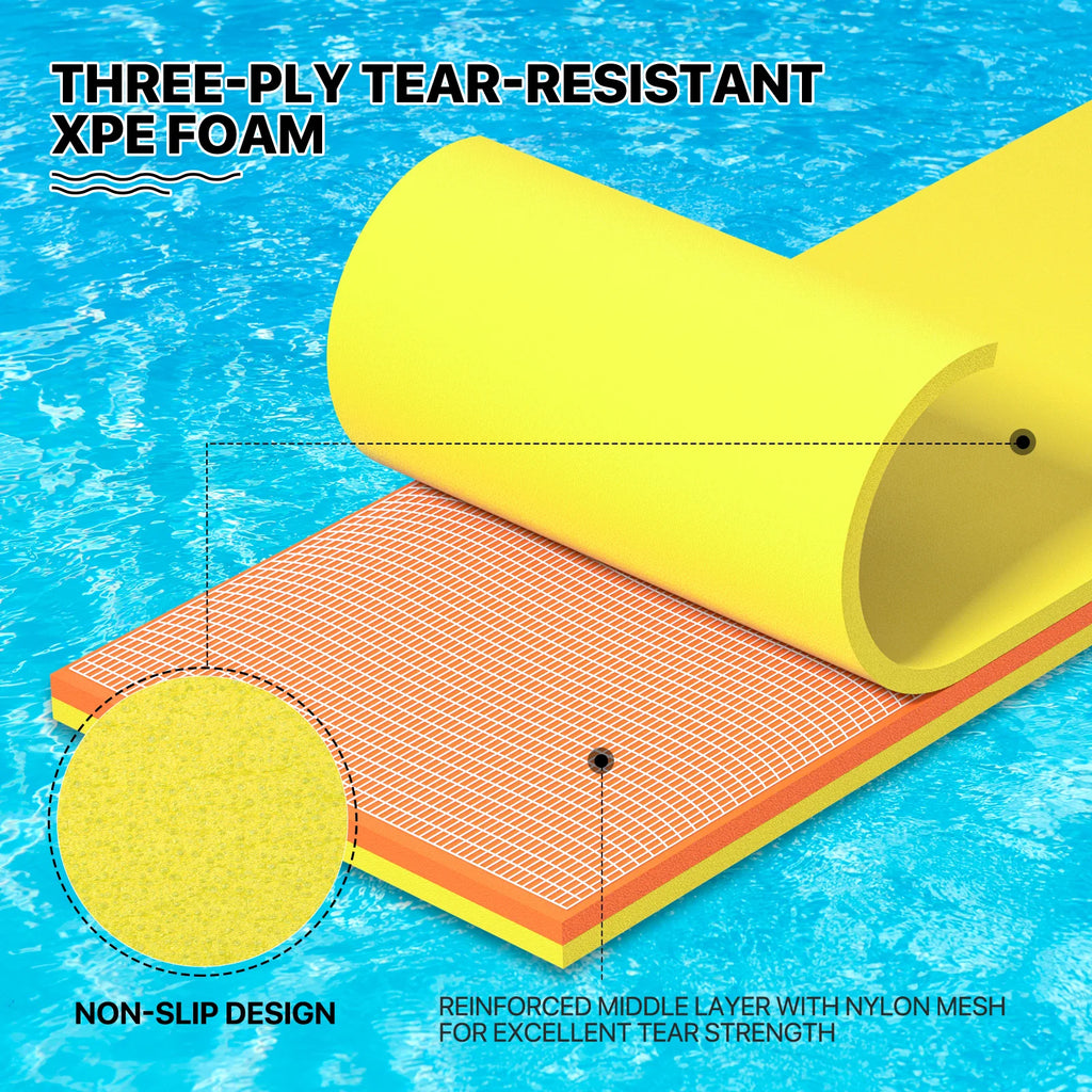 18x6FT 3-Layer Tear-Resistant XPE Foam Water Floating Pad, Yellow W86033