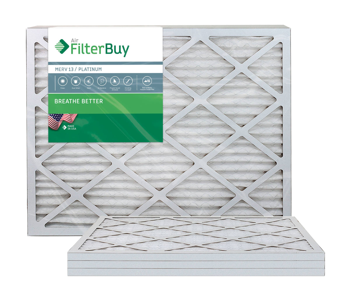 20x30x1 MERV 13 Pleated Air Filter Pack of 4 A621