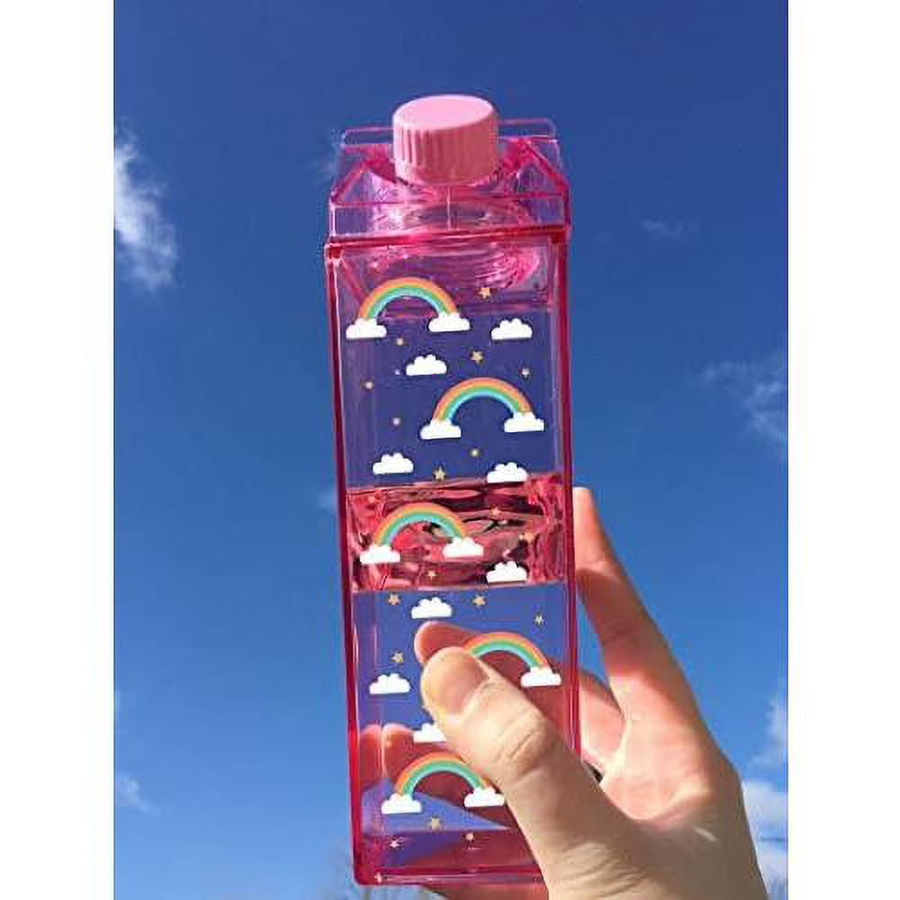 Rainbow Pattern Milk Carton Water Bottle 500ml 16.9oz U6279