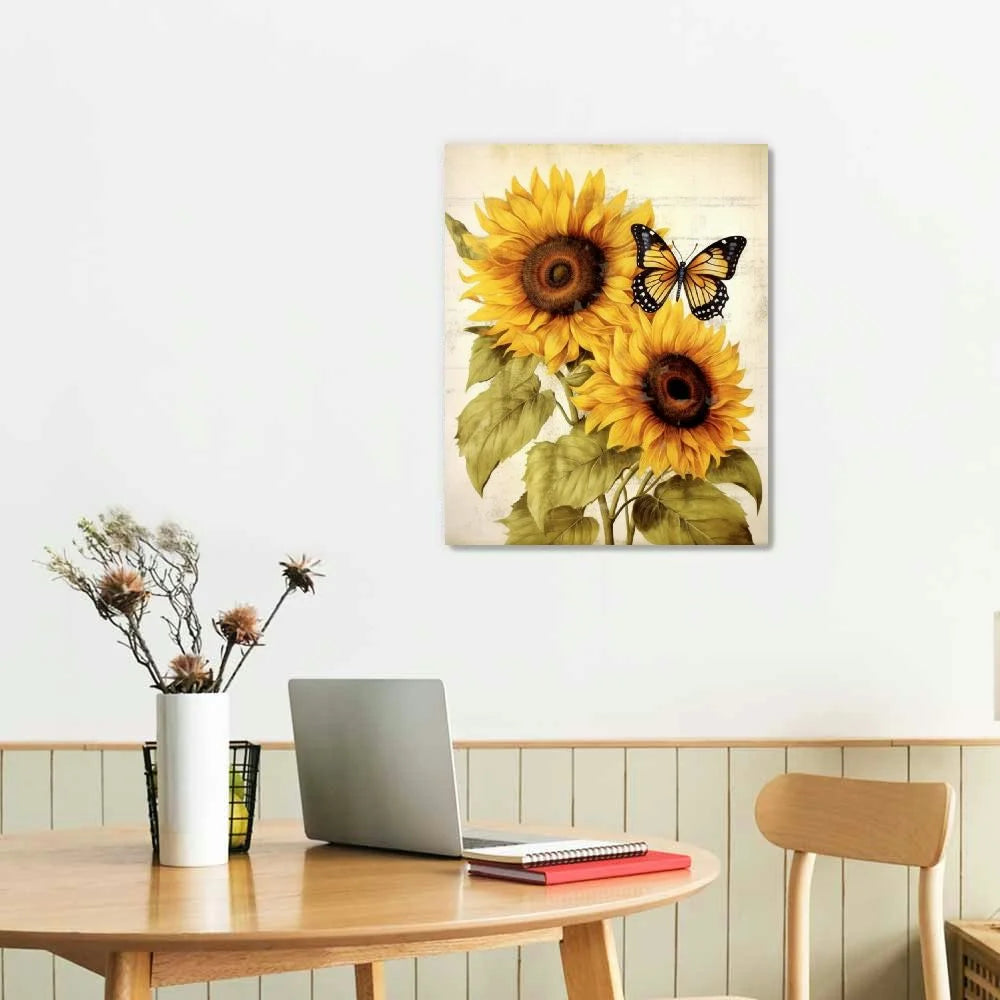 Vintage Sunflower Canvas Wall Art J7202