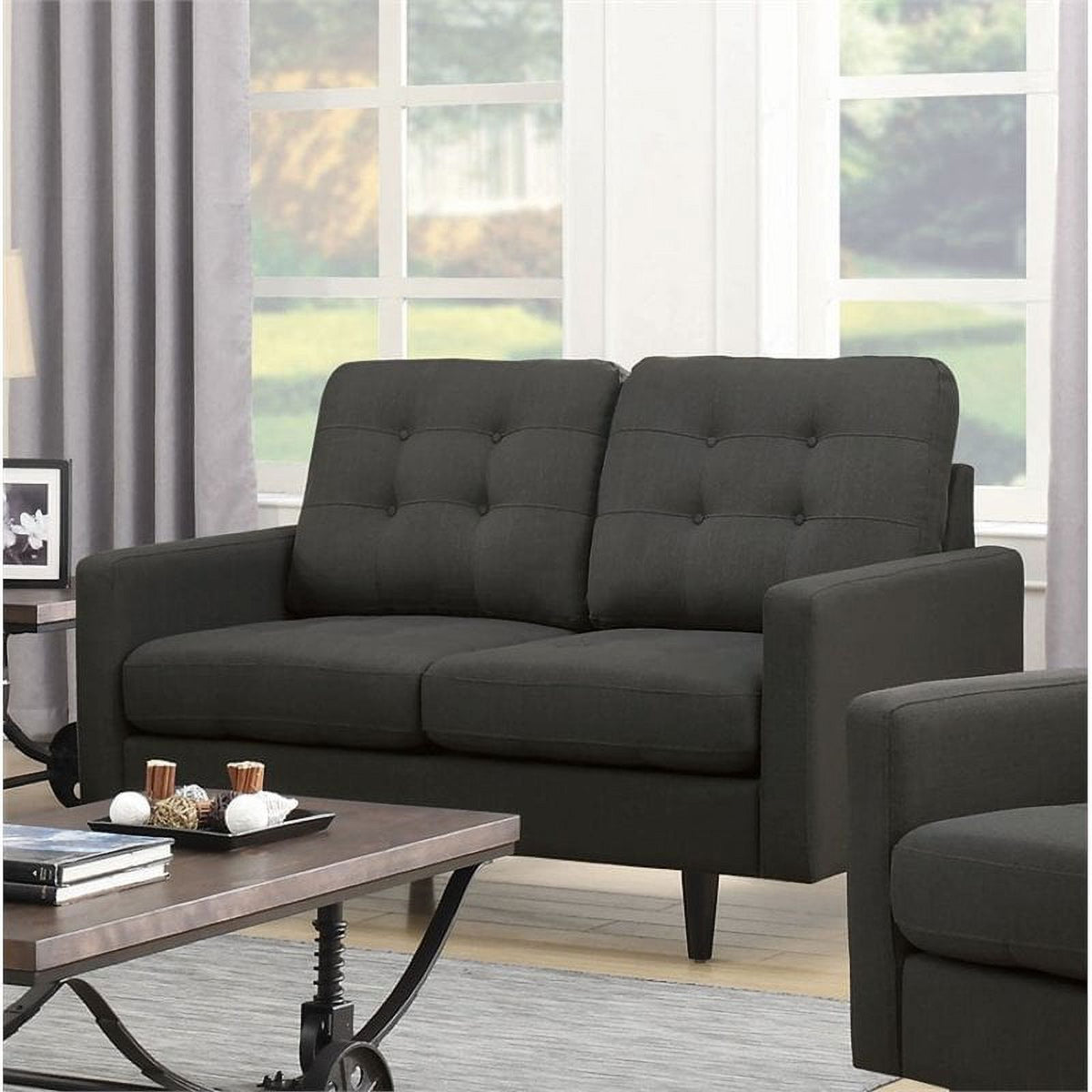 Charcoal Upholstered Loveseat N82576