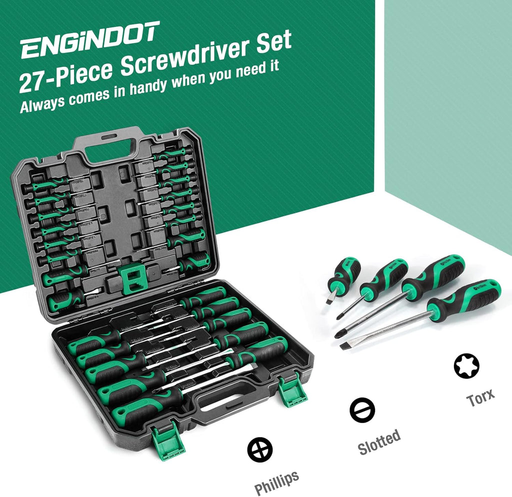 27 Piece Bi-material Screwdriver Set with Storage Case and Magnetizer W489378