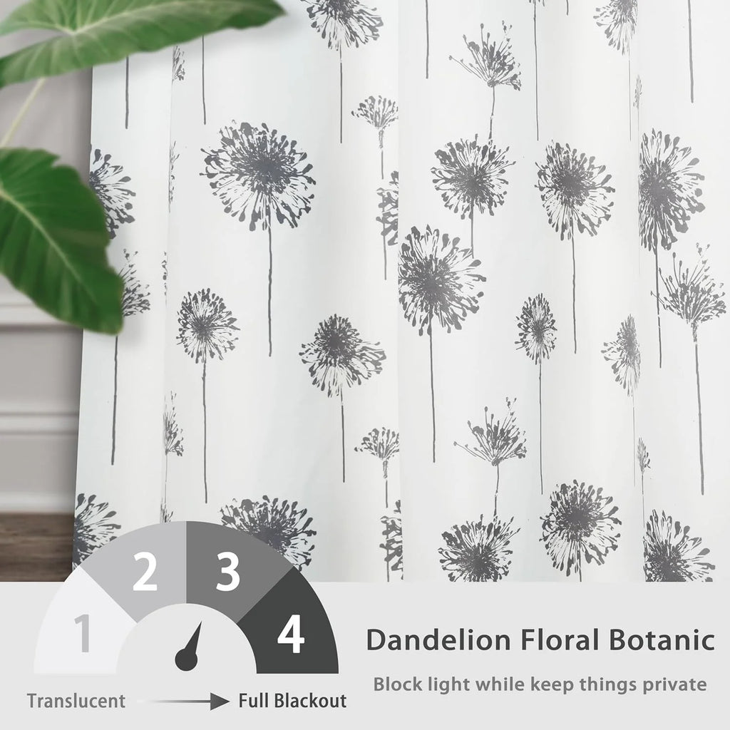 Floral Lined Thermal Insulated Window Curtain 52"x84" Gray M5126