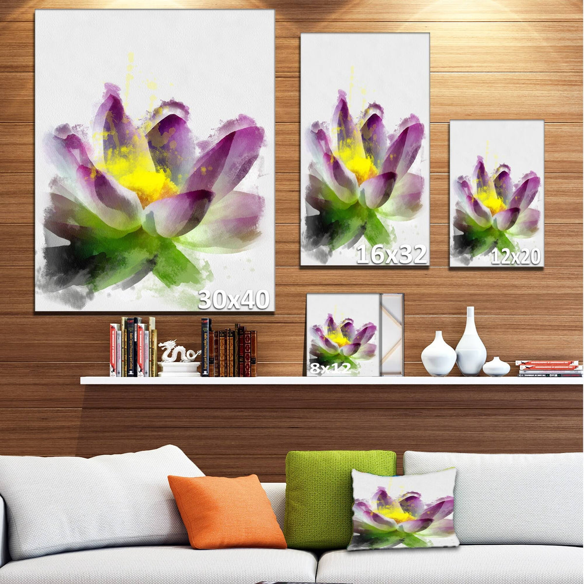 Purple Lotus Flower Canvas Art Print Q2628