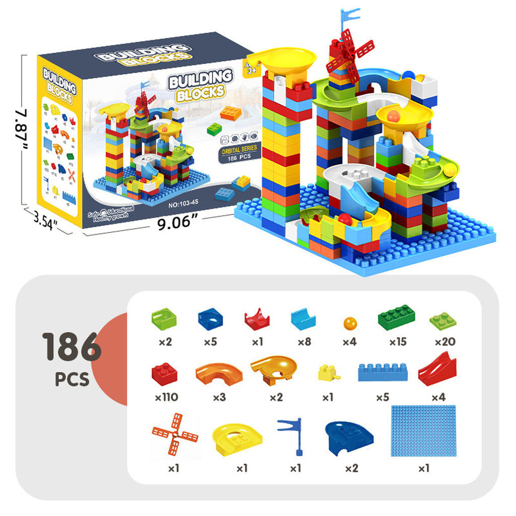 186 Pcs Big Blocks Building Kit with Balls Race Track K7605