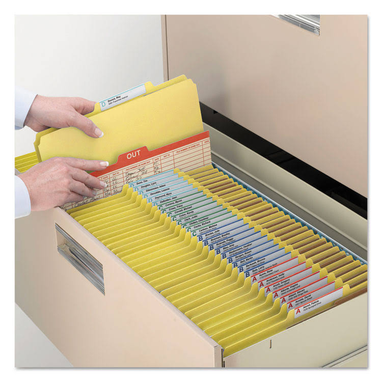 Yellow Letter Size Pressboard File Folder with 3 Dividers T654382