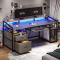 63" Gray Computer Desk with Lock Drawers Y8858