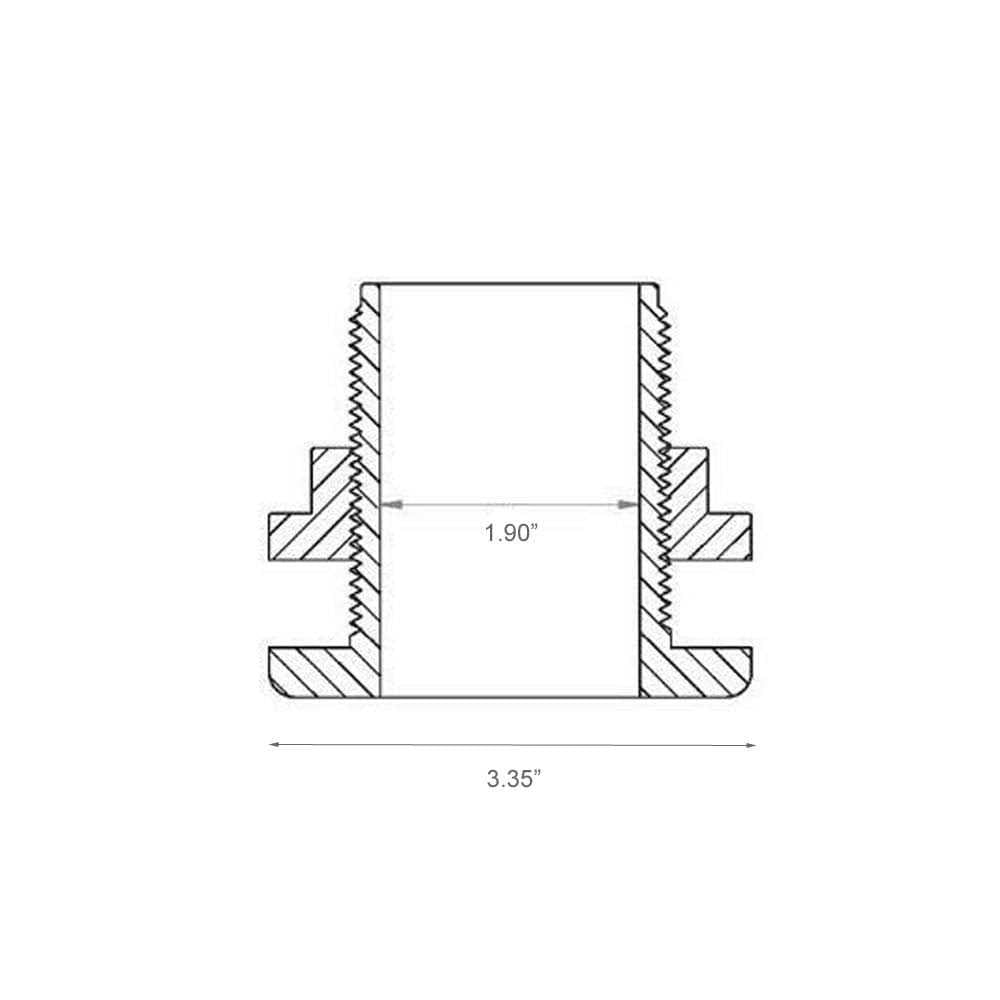 1-1/2 Bulkhead Fitting 1.50 inch Slip x Slip Gasket ABS C766