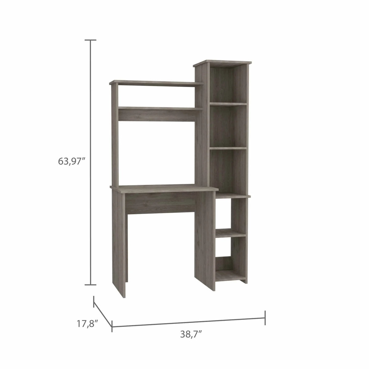 Light Grey Writing Desk with Bookcase L6223