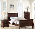 Twin Size Panel Bed and 2 Nightstands Cherry Brown Wooden Bedroom Set N3064