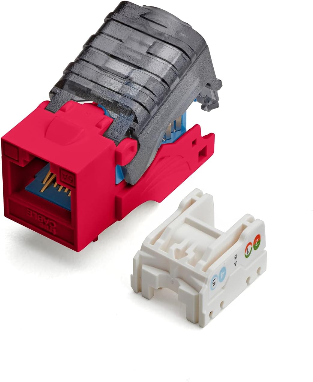 White Cat6A Toolless Keystone Jack, 12 Pack D15564