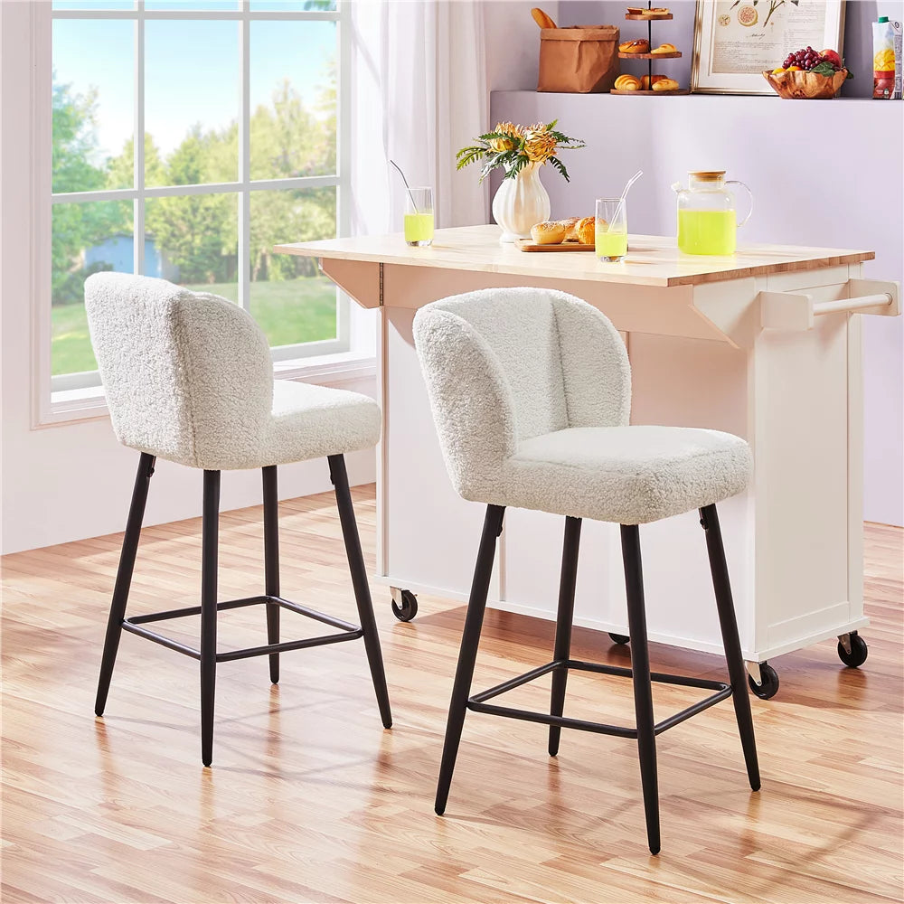 White Upholstered Bar Stools Set of 2 H3285
