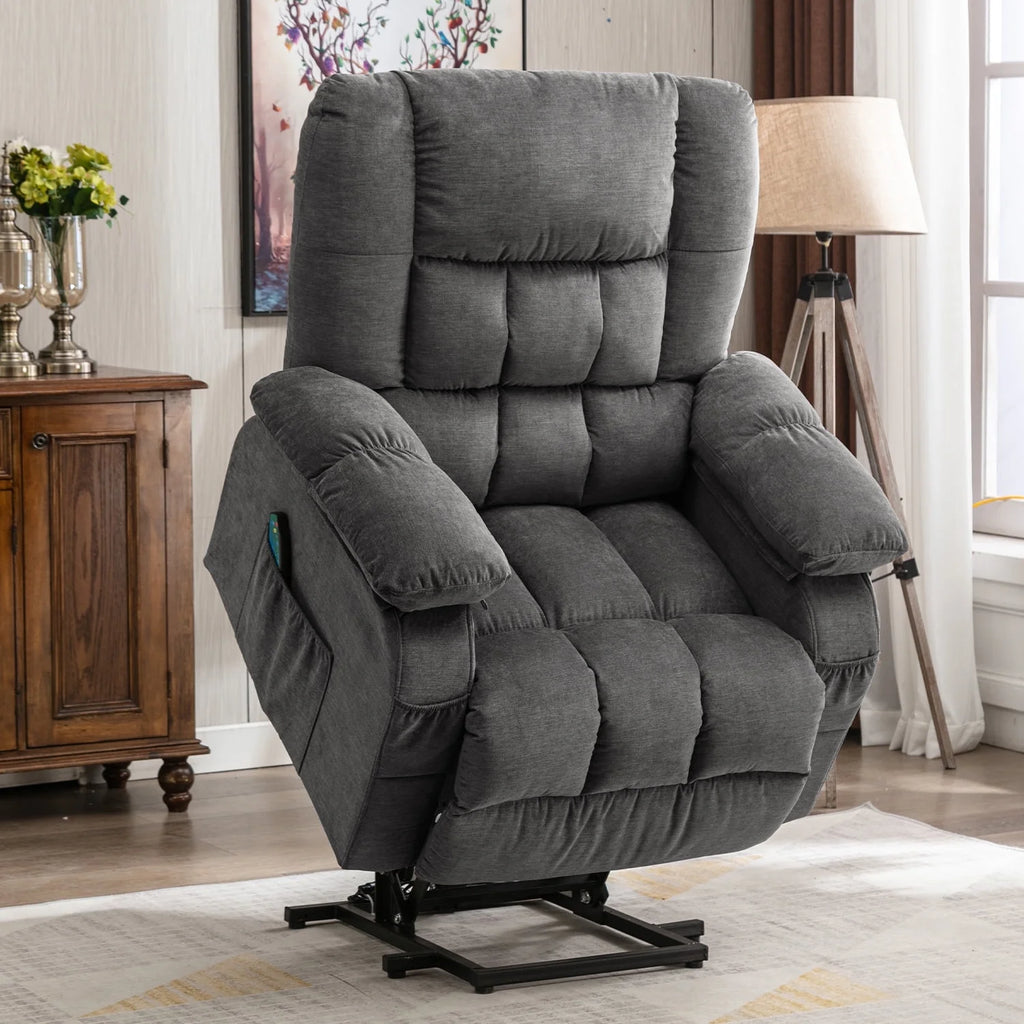 Brown Power Lift Recliner Chair with Heat and Massage U7406